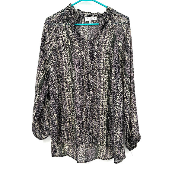 Hayden size Medium semi sheer‎ black purple cream blouse - Picture 1 of 6